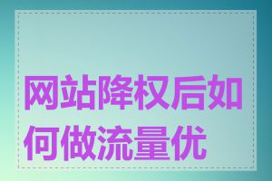 网站降权后如何做流量优化