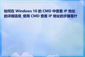 如何在 Windows 10 的 CMD 中查看 IP 地址的详细信息_使用 CMD 查看 IP 地址的步骤是什么