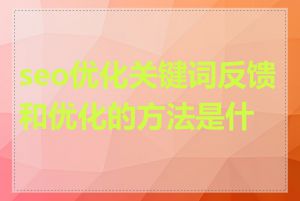 seo优化关键词反馈和优化的方法是什么