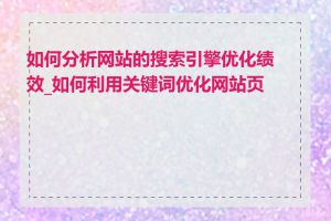 如何分析网站的搜索引擎优化绩效_如何利用关键词优化网站页面