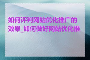 如何评判网站优化推广的效果_如何做好网站优化推广