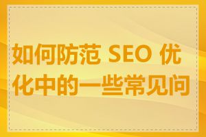 如何防范 SEO 优化中的一些常见问题