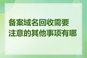 备案域名回收需要注意的其他事项有哪些