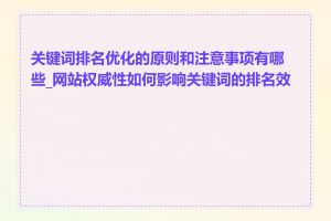 关键词排名优化的原则和注意事项有哪些_网站权威性如何影响关键词的排名效果