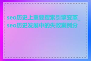 seo历史上重要搜索引擎变革_seo历史发展中的失败案例分析