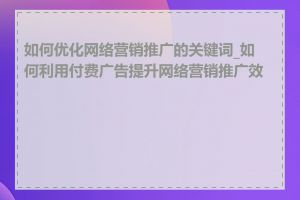 如何优化网络营销推广的关键词_如何利用付费广告提升网络营销推广效果