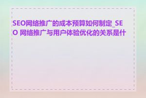 SEO网络推广的成本预算如何制定_SEO 网络推广与用户体验优化的关系是什么