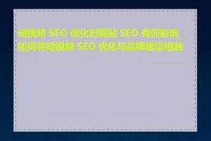 短视频 SEO 优化对网站 SEO 有何影响_如何将短视频 SEO 优化与品牌建设相融合
