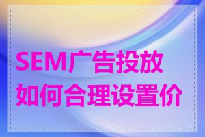 SEM广告投放如何合理设置价格