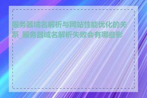 服务器域名解析与网站性能优化的关系_服务器域名解析失败会有哪些影响
