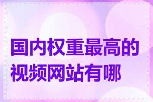 国内权重最高的视频网站有哪些