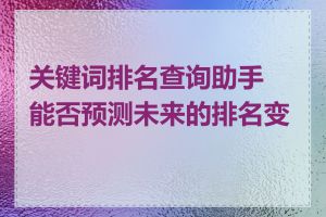 关键词排名查询助手能否预测未来的排名变化