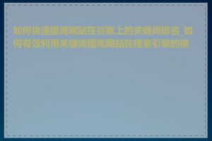 如何快速提高网站在谷歌上的关键词排名_如何有效利用关键词提高网站在搜索引擎的排名