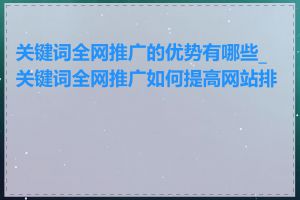 关键词全网推广的优势有哪些_关键词全网推广如何提高网站排名