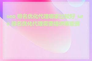 seo 排名优化代理哪家比较好_seo 排名优化代理需要提供哪些资料
