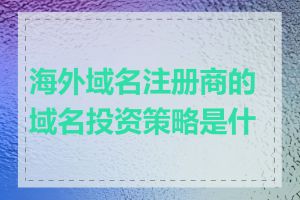 海外域名注册商的域名投资策略是什么