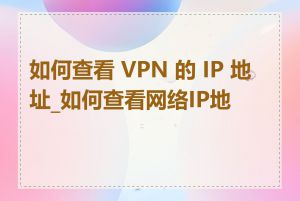 如何查看 VPN 的 IP 地址_如何查看网络IP地址