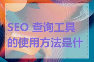 SEO 查询工具的使用方法是什么