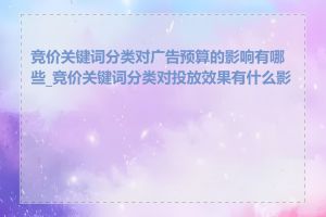竞价关键词分类对广告预算的影响有哪些_竞价关键词分类对投放效果有什么影响
