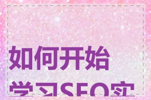 如何开始学习SEO实战