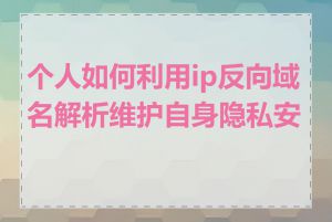 个人如何利用ip反向域名解析维护自身隐私安全