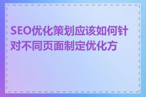SEO优化策划应该如何针对不同页面制定优化方案