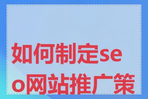 如何制定seo网站推广策略