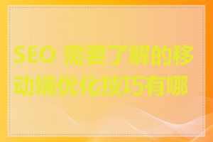 SEO 需要了解的移动端优化技巧有哪些