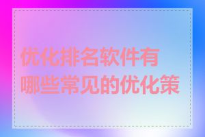 优化排名软件有哪些常见的优化策略