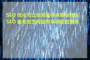 SEO 优化可以给网站带来哪些好处_SEO 优化能为网站带来哪些直接收益
