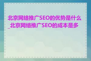 北京网络推广SEO的优势是什么_北京网络推广SEO的成本是多少