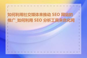 如何利用社交媒体来推动 SEO 网站的推广_如何利用 SEO 分析工具来优化网站