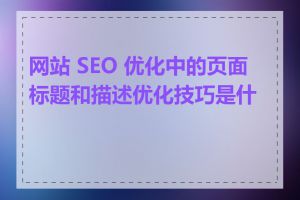 网站 SEO 优化中的页面标题和描述优化技巧是什么