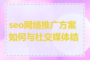 seo网络推广方案如何与社交媒体结合