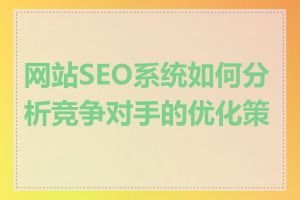 网站SEO系统如何分析竞争对手的优化策略