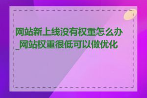 网站新上线没有权重怎么办_网站权重很低可以做优化吗