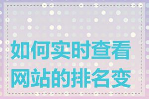 如何实时查看网站的排名变化