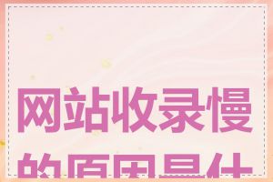 网站收录慢的原因是什么