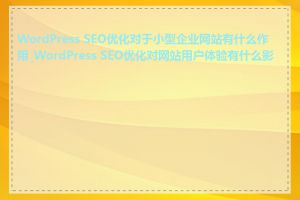 WordPress SEO优化对于小型企业网站有什么作用_WordPress SEO优化对网站用户体验有什么影响