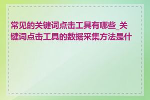 常见的关键词点击工具有哪些_关键词点击工具的数据采集方法是什么