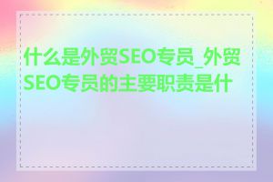 什么是外贸SEO专员_外贸SEO专员的主要职责是什么