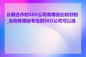 长期合作的SEO公司有哪些比较好的_当地有哪些专业的SEO公司可以选择