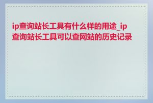 ip查询站长工具有什么样的用途_ip查询站长工具可以查网站的历史记录吗