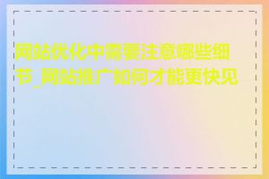 网站优化中需要注意哪些细节_网站推广如何才能更快见效