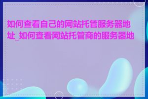 如何查看自己的网站托管服务器地址_如何查看网站托管商的服务器地址