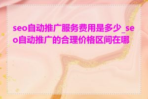 seo自动推广服务费用是多少_seo自动推广的合理价格区间在哪里