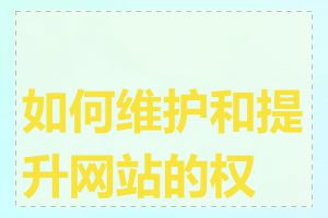 如何维护和提升网站的权重