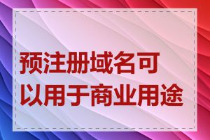 预注册域名可以用于商业用途吗