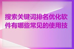搜索关键词排名优化软件有哪些常见的使用技巧