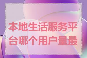 本地生活服务平台哪个用户量最大